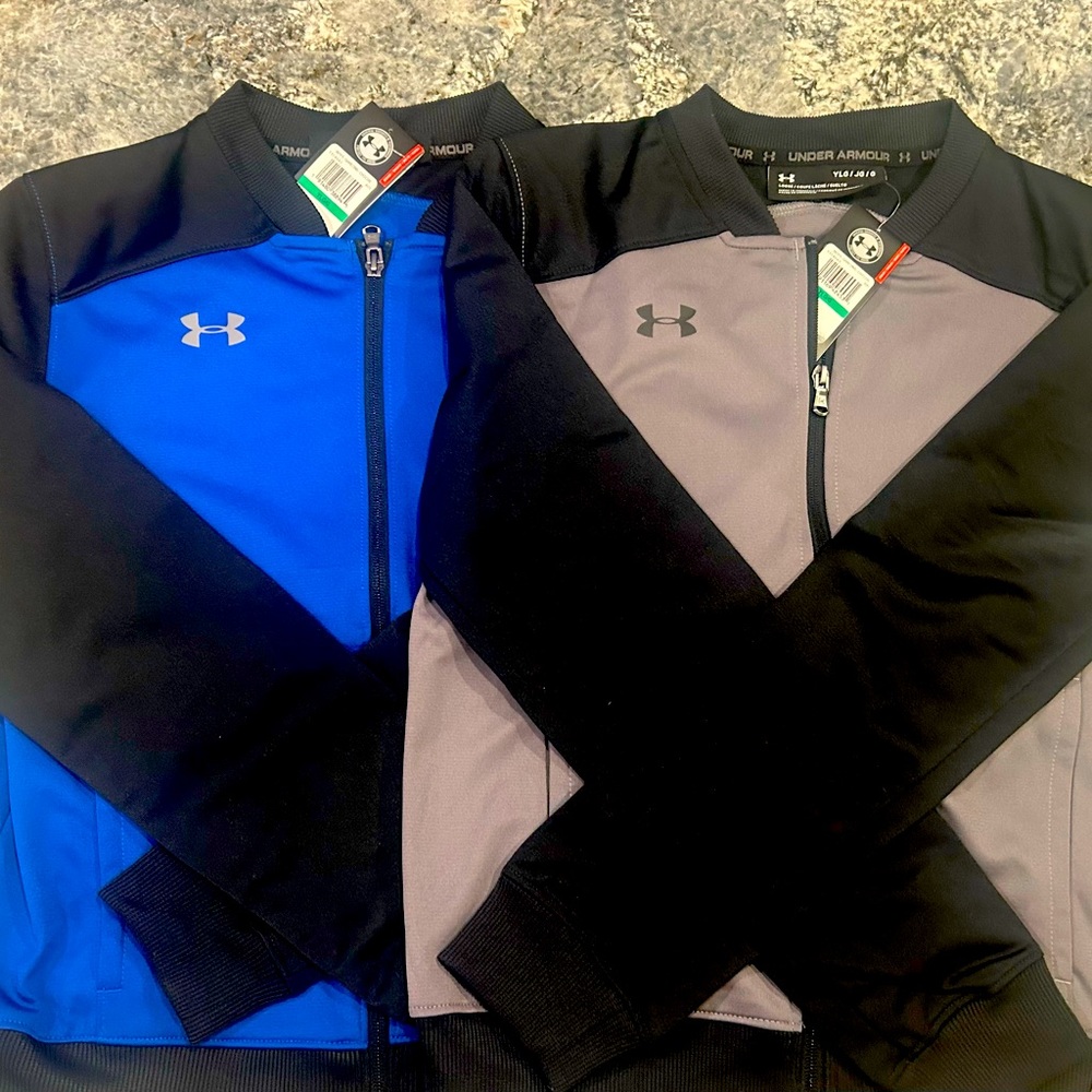 Under armor Two track zip up jackets youth size Large
